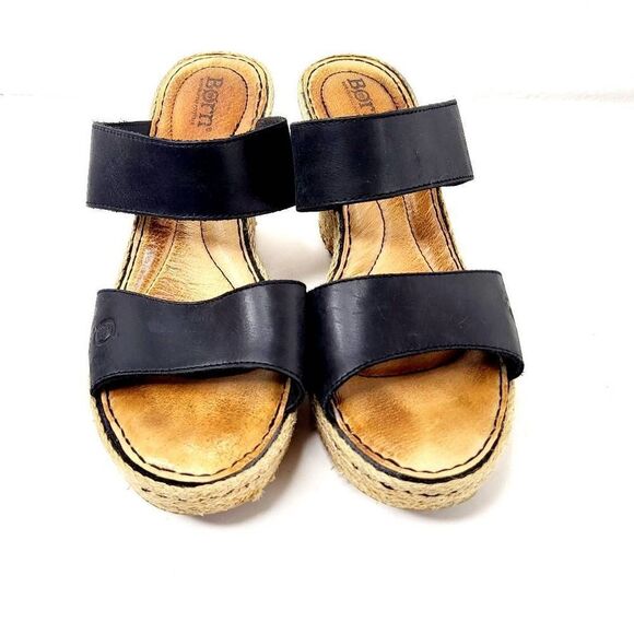Born Black Leather Wedge sandals size 9 - Picture 8 of 13
